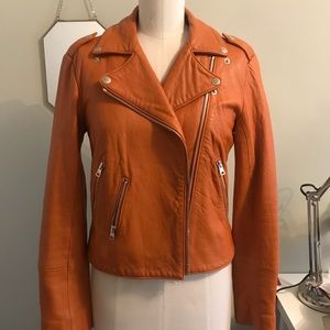 Orange leather jacket